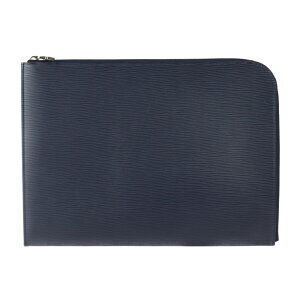Louis Vuitton Pochette Jour clutch bag Epi Marine Blue silver L zipper